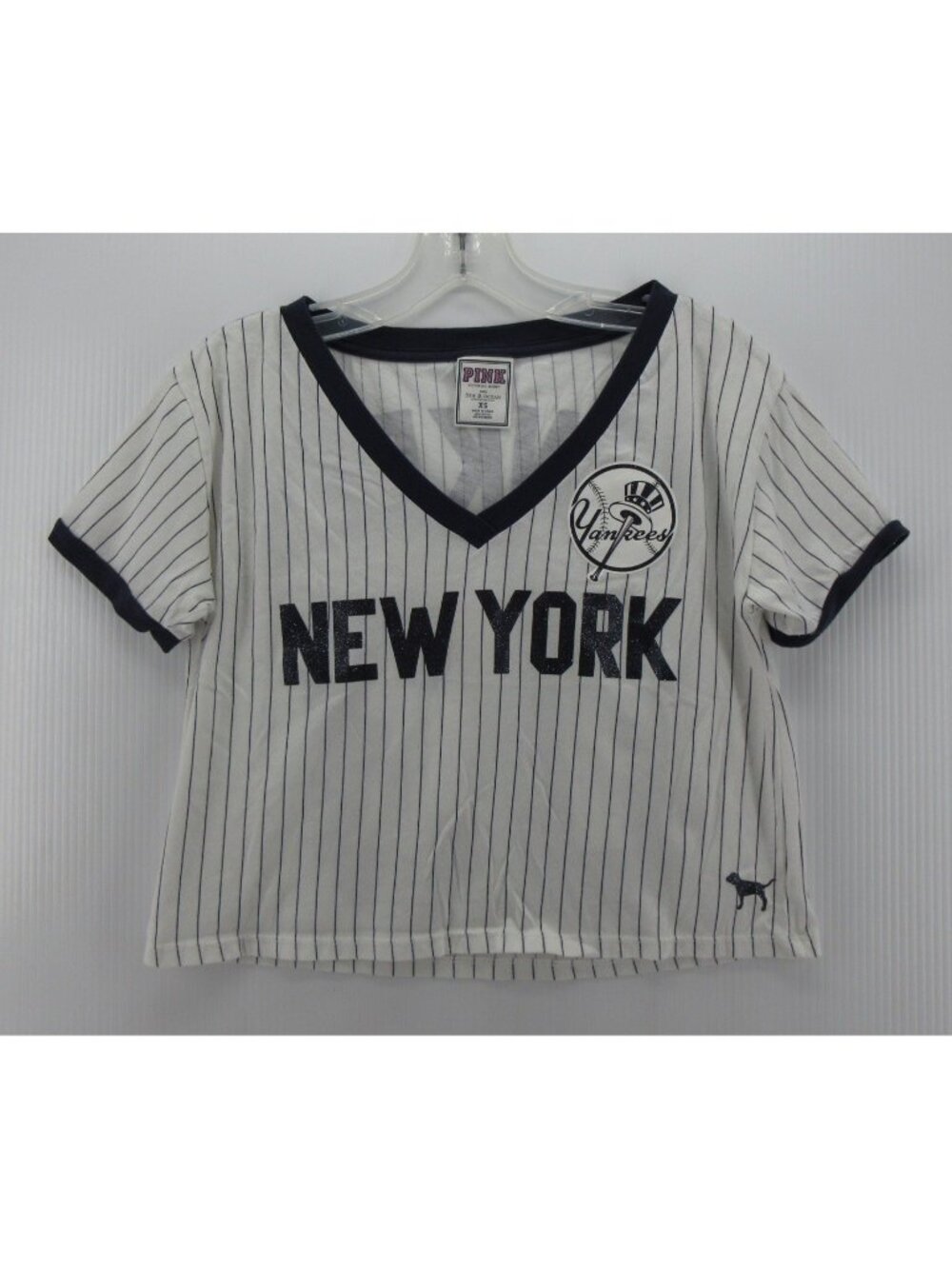 New York Yankees Victoria Secret Jersey Shirt XS White Baseball Crop